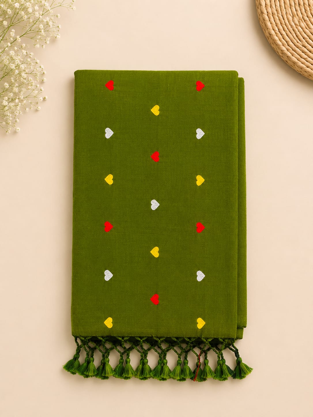 Khadi Cotton Heart Butti Saree