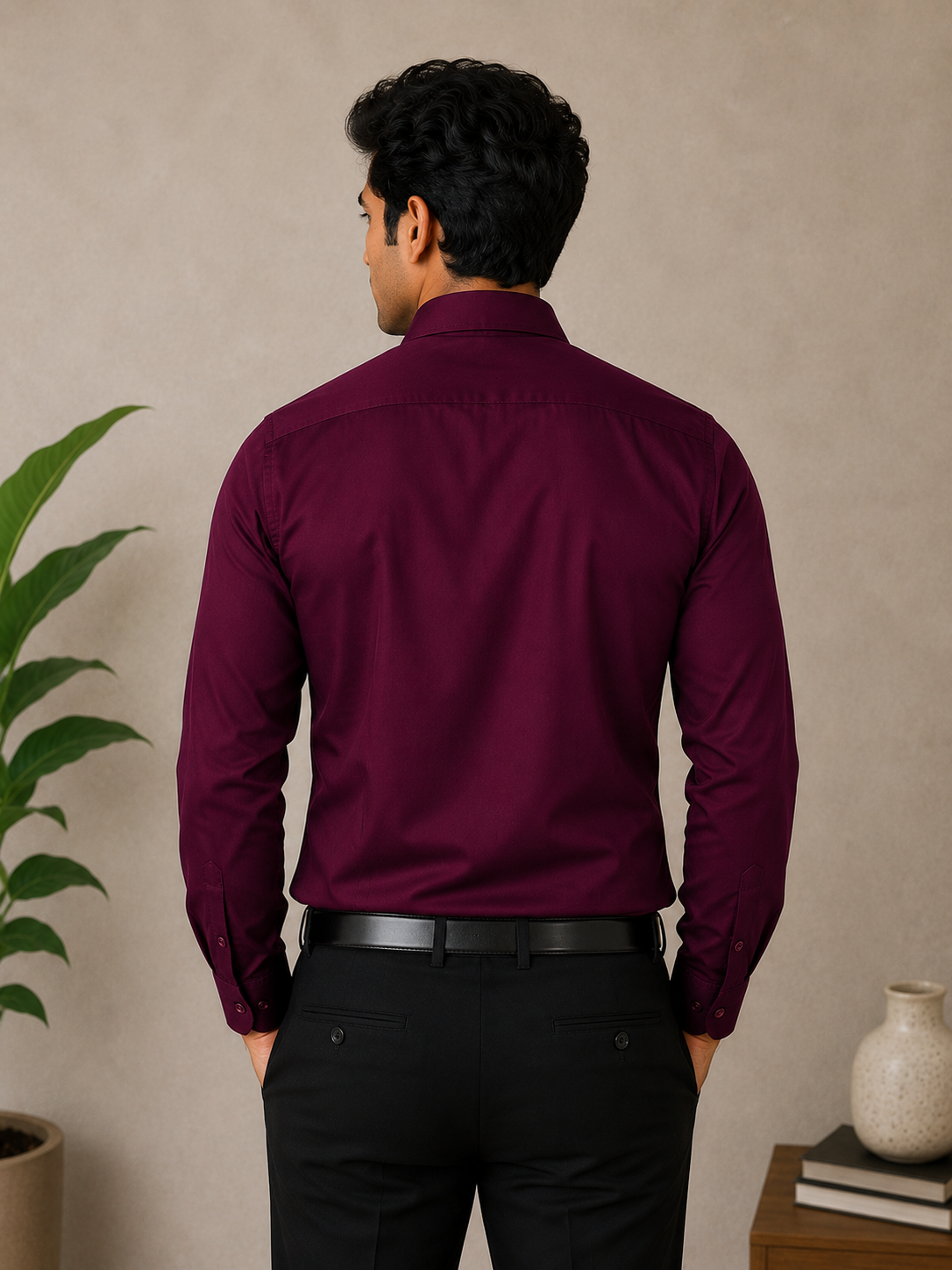 Dark Magenta Full Sleeve Men's Shirt