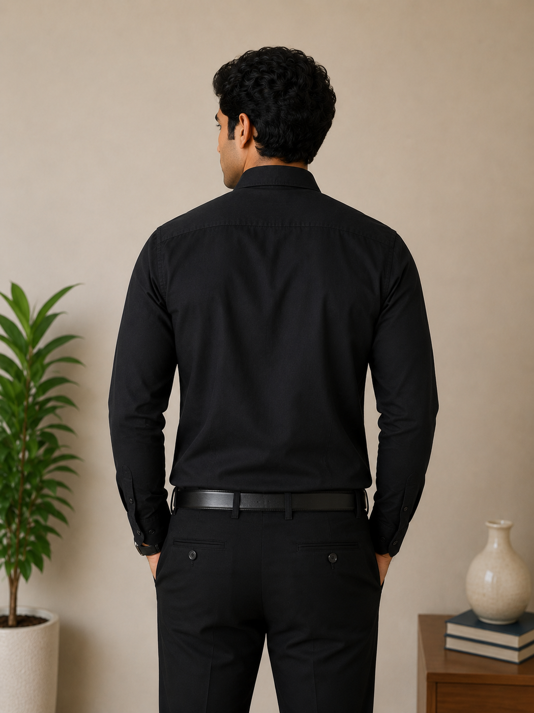 Jet Black Full Sleeve Men's Shirt