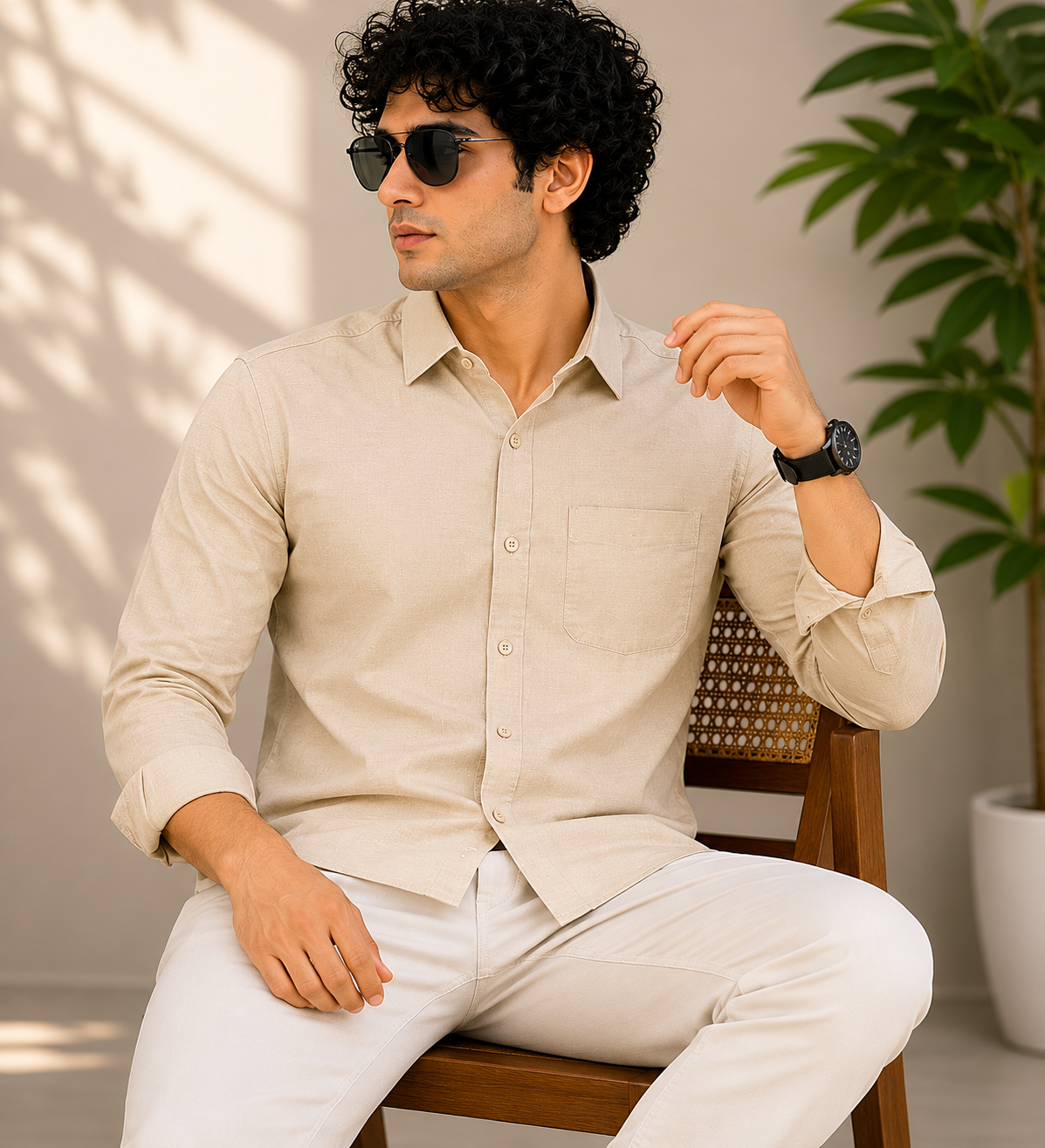 Warm Ivory Full Sleeve Formal Shirt