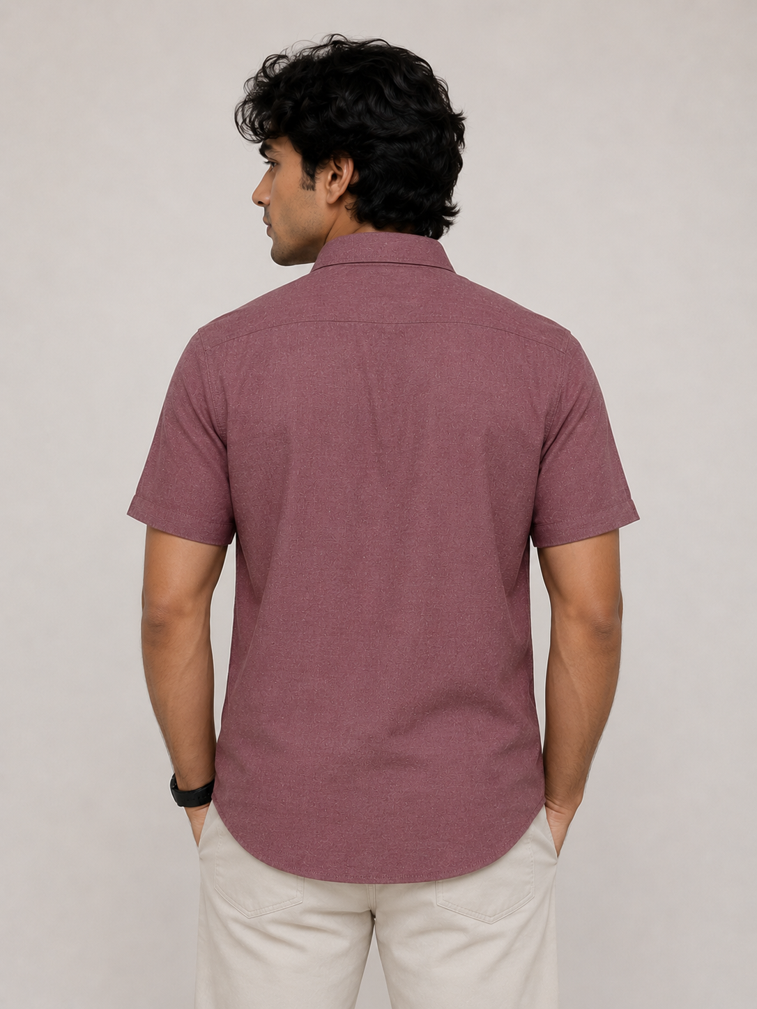 Wine Rose Half Sleeve Formal Shirt