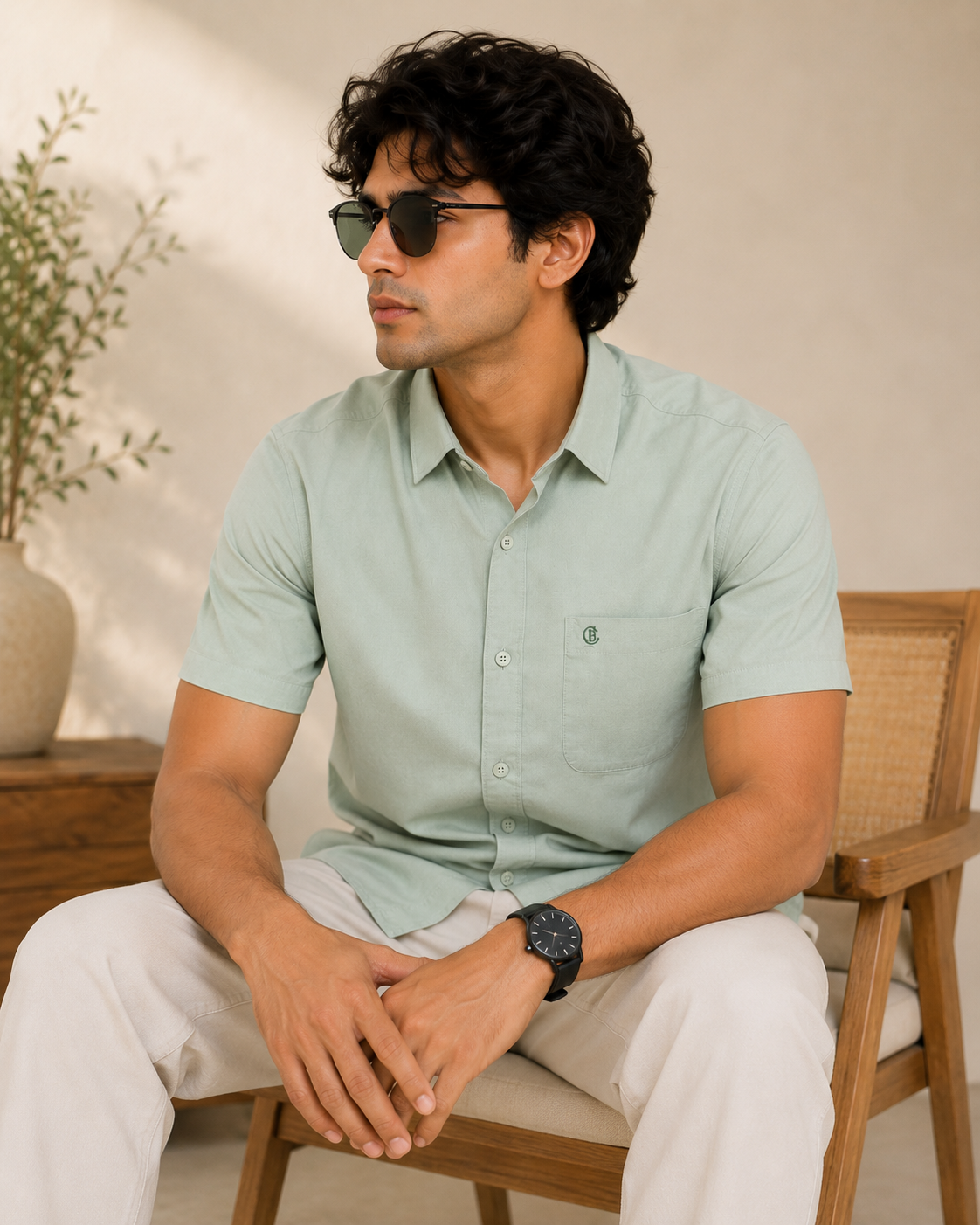 Sage Mint Half Sleeve Formal Shirt