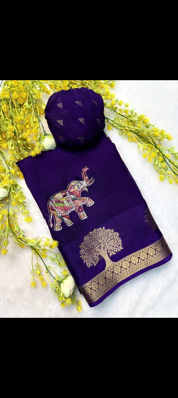 Elephant Dola 3D print Saree