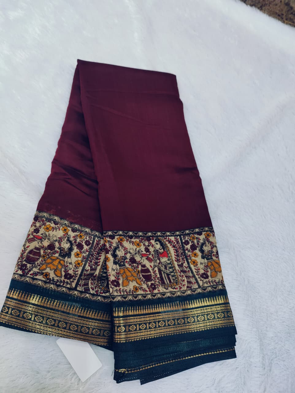 Vibrant mustard yellow Silk Saree with Embroidered Border