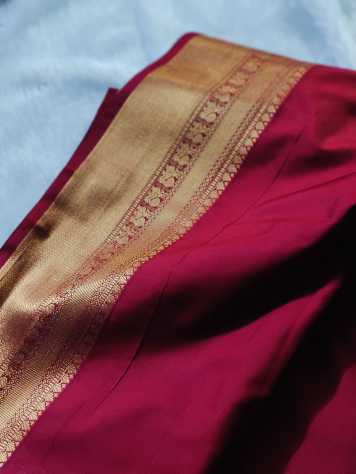 Premium Silk Saree with Zari Border - Mint Green & Maroon