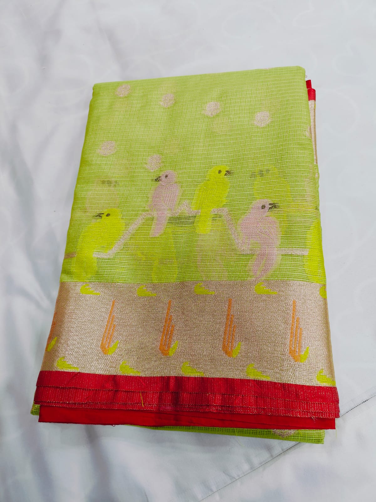 Handwoven Silk Saree with Artistic Motif Border - Premium Collection