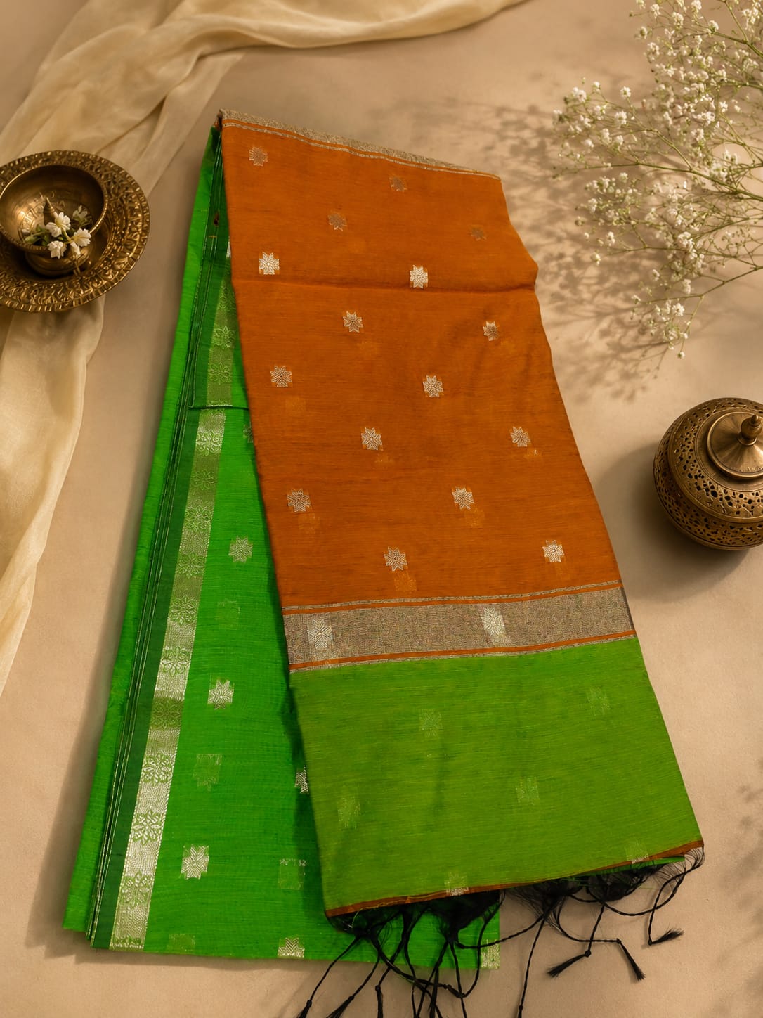 Maheswari Khadi Silk Zari Butti Saree