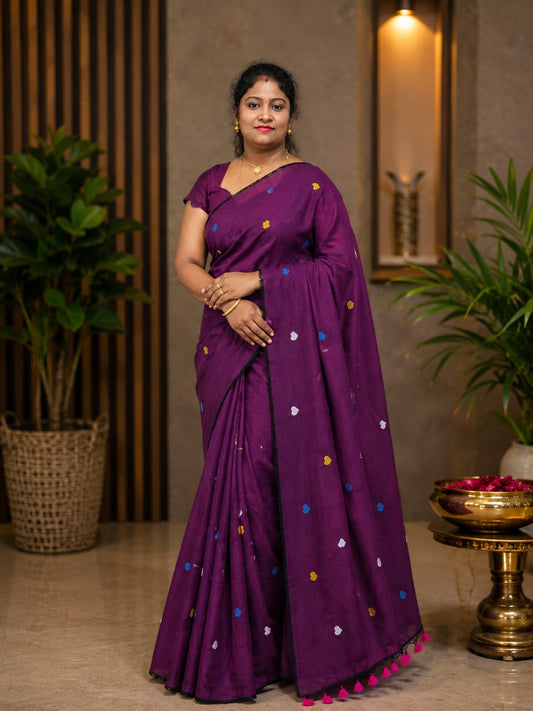 Khadi Cotton Heart Butti Saree