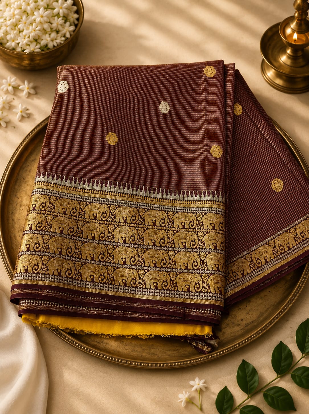 Pure Banarasi Elephant Border Sarees