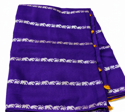 Mysore Crepe Silk Elephant Design