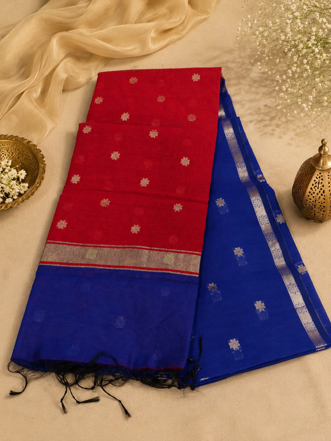 Maheswari Khadi Silk Zari Butti Saree