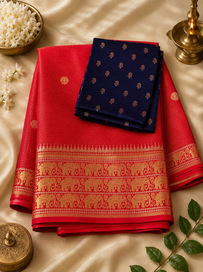 Pure Banarasi Elephant Border Sarees