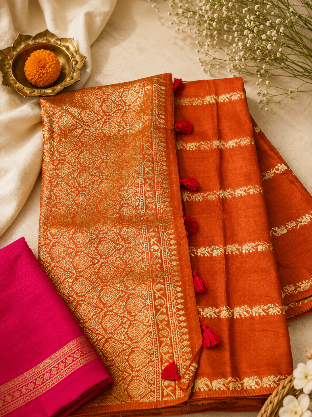 Mysore Crepe Silk Elephant Design