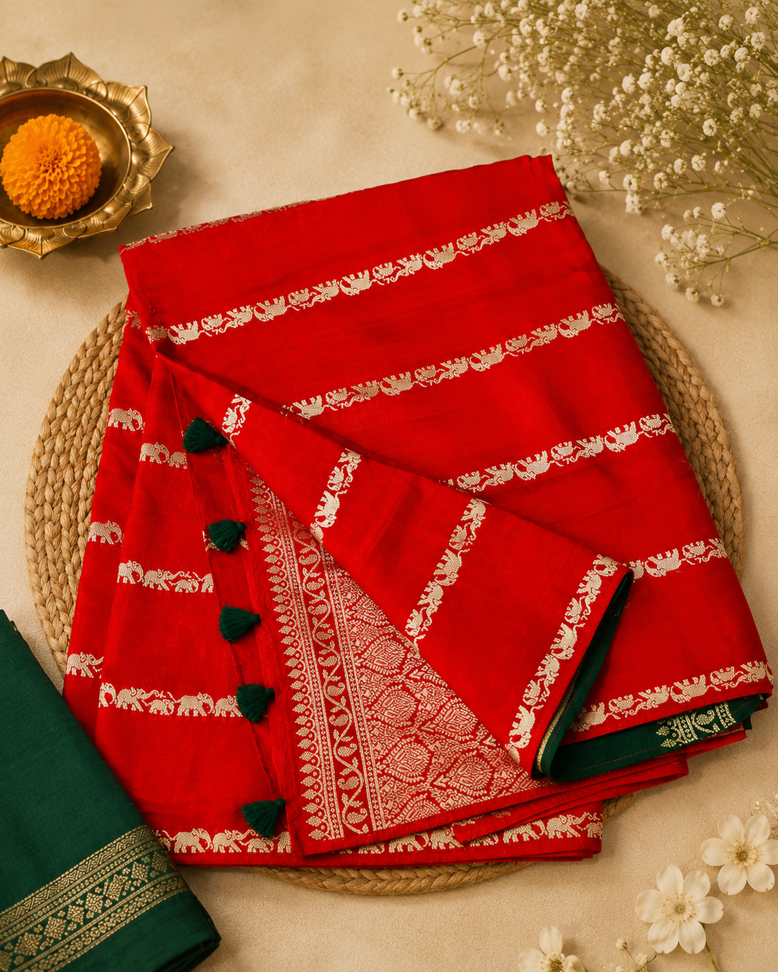 Mysore Crepe Silk Elephant Design