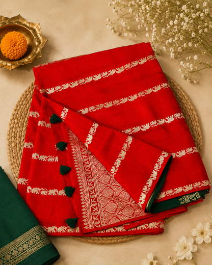 Mysore Crepe Silk Elephant Design