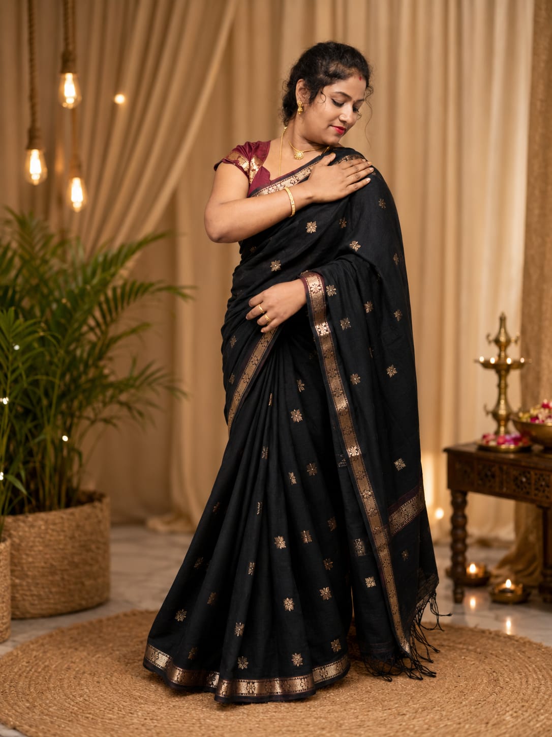 Maheswari Khadi Silk Zari Butti Saree