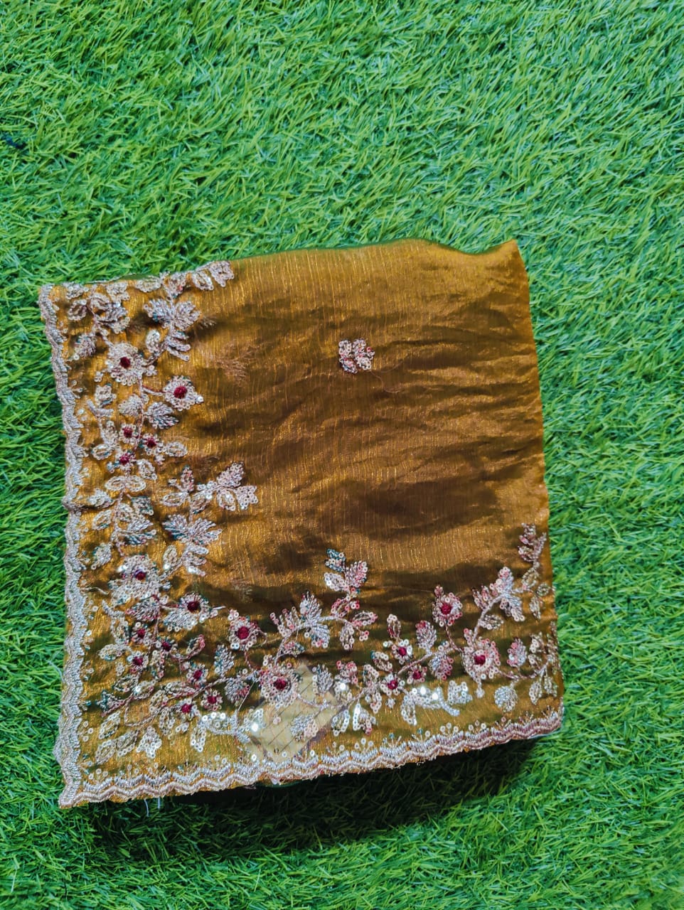 Elegant Navy Blue Ombre Saree with Silver Crystal Embellished Border