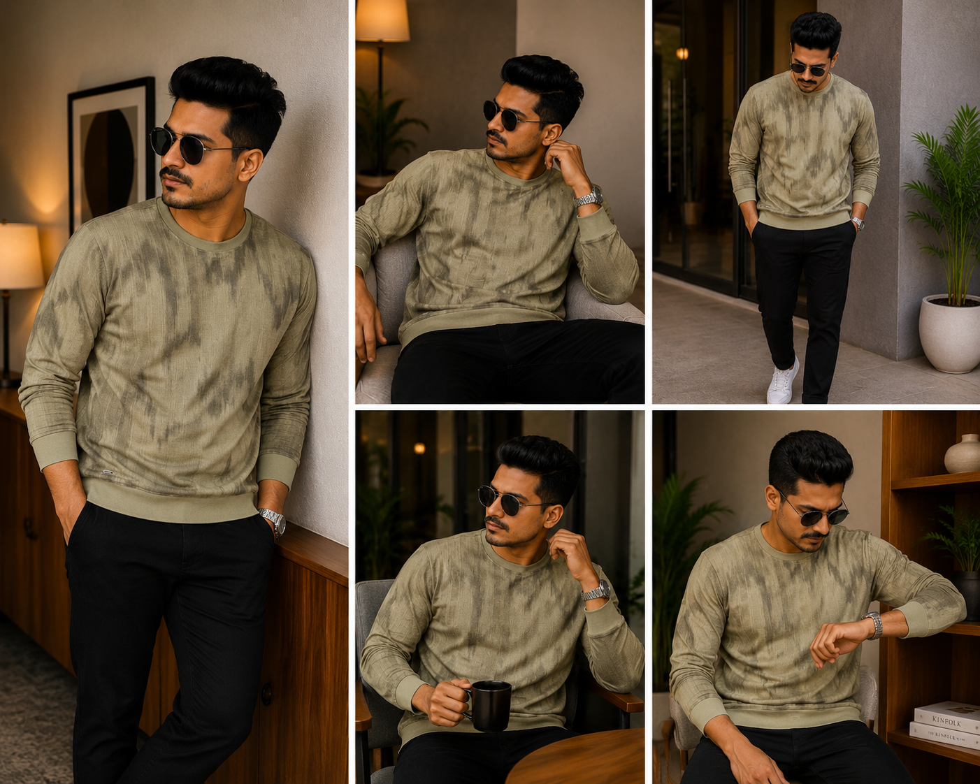 Men's Abstract Ikat Print Crew Neck Sweatshirt – MFM0995