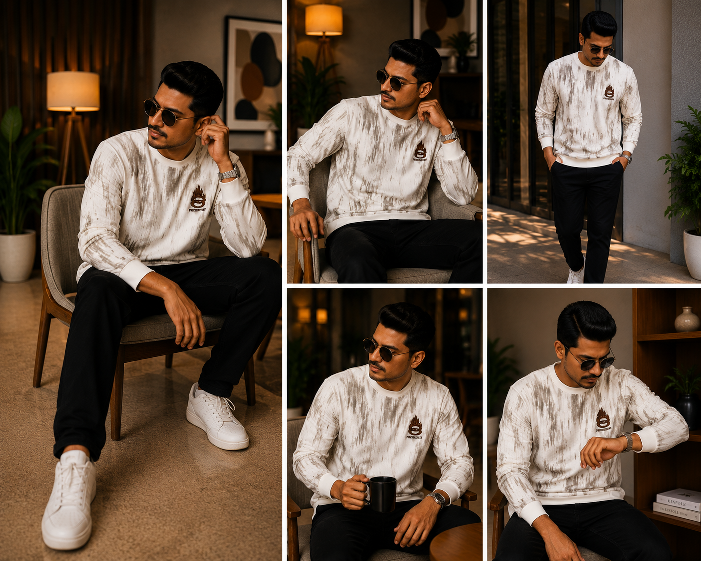 Men's Abstract Ikat Print Crew Neck Sweatshirt – MFM0995