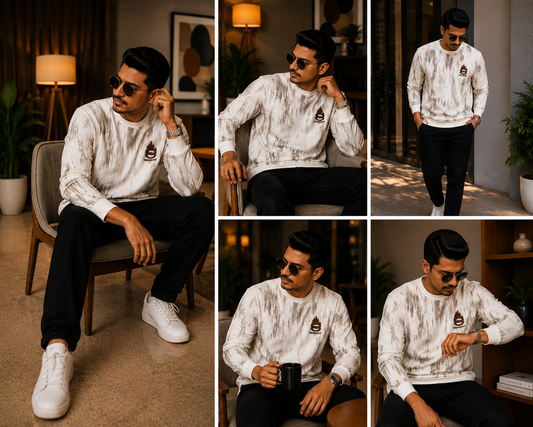 Men's Abstract Ikat Print Crew Neck Sweatshirt – MFM0995