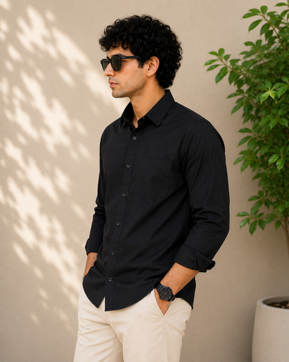 Jet Black Full Sleeve Formal Shirt