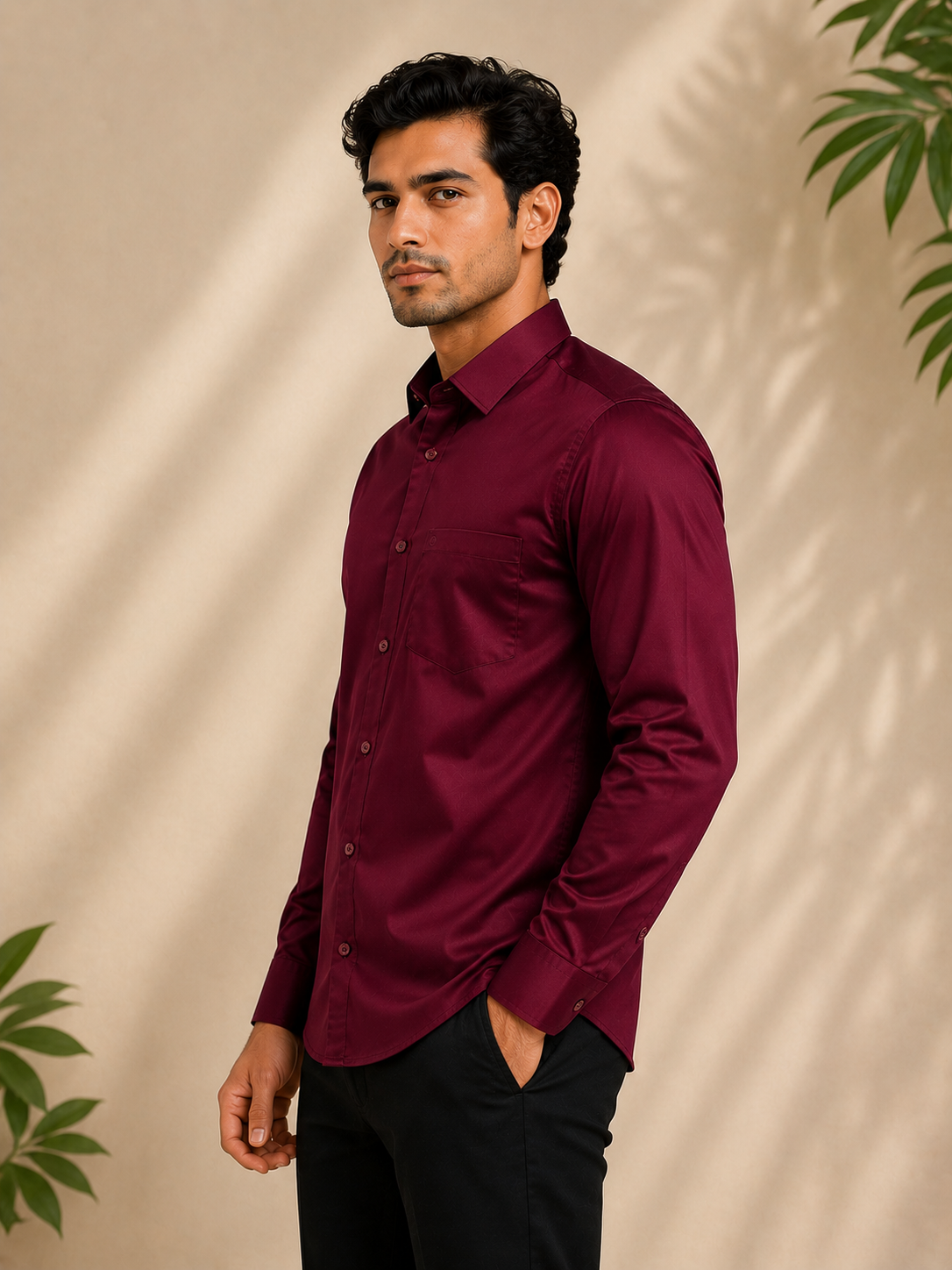 Deep Burgundy Full Sleeve Men's Shirt