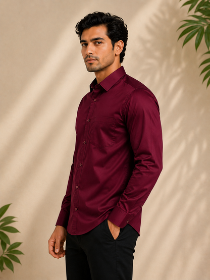 Deep Burgundy Full Sleeve Men's Shirt