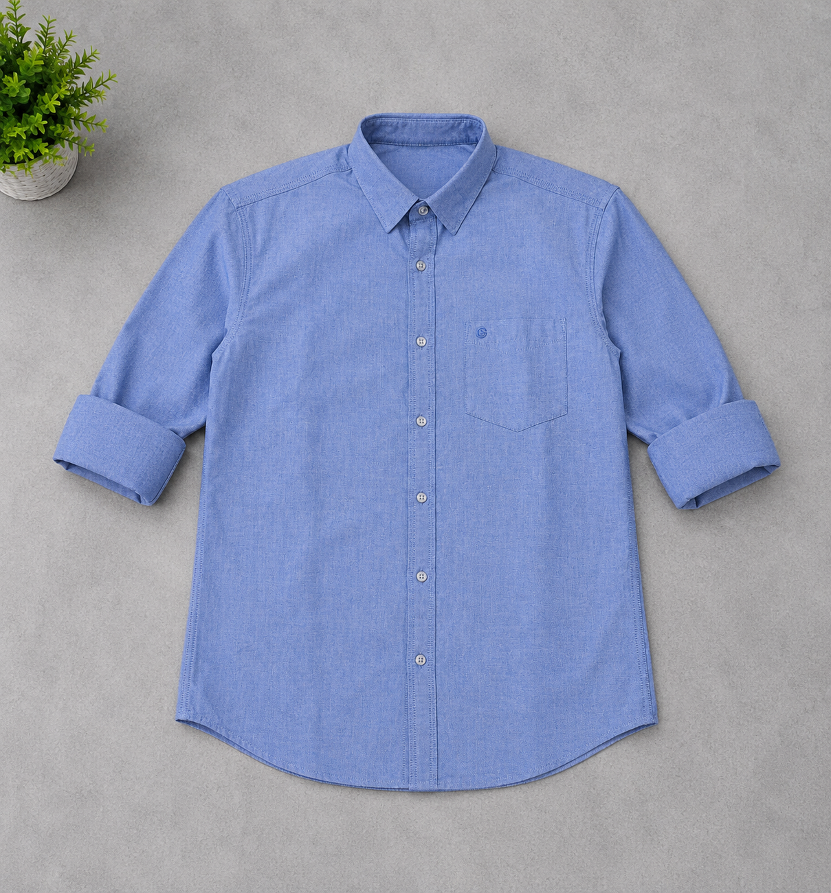 Denim Blue Chambray Full Sleeve Men's Shirt