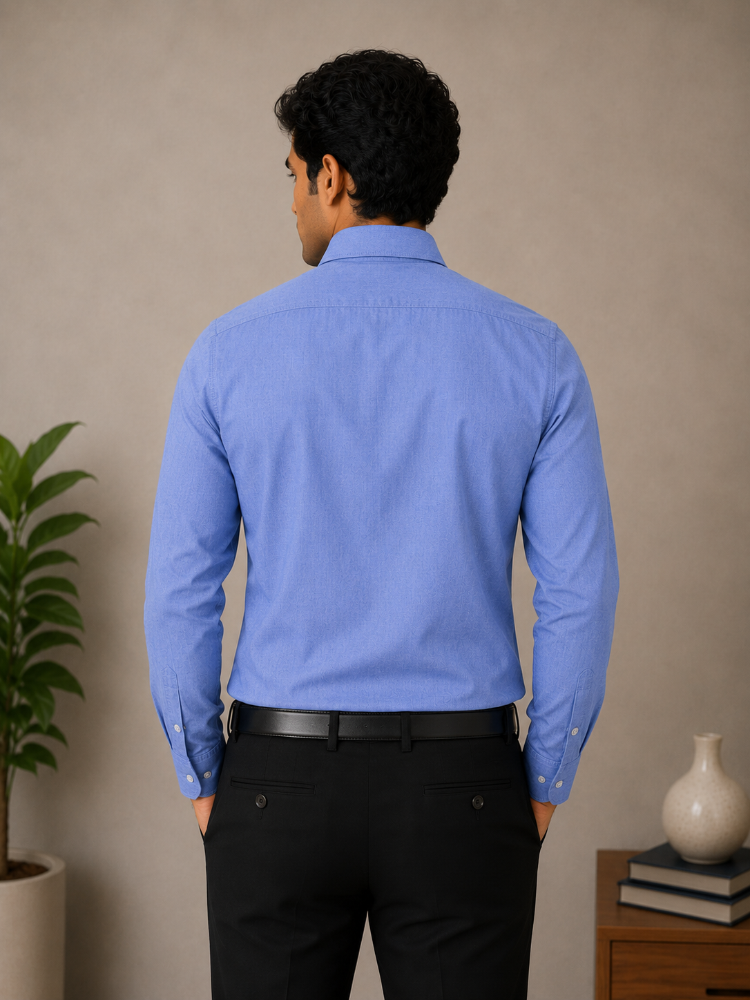 Denim Blue Chambray Full Sleeve Men's Shirt