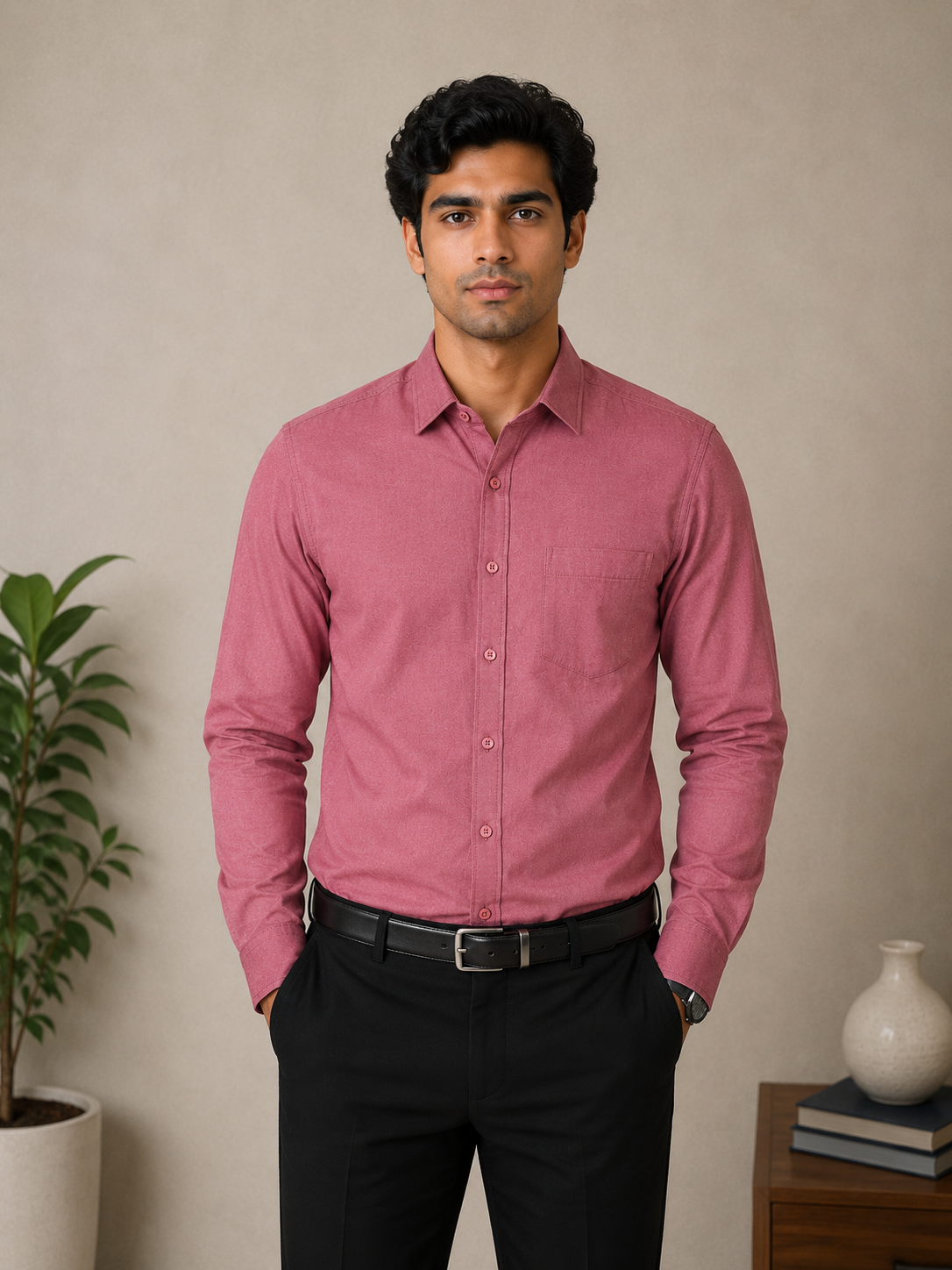 Dusty Pink Full Sleeve Men's Shirt