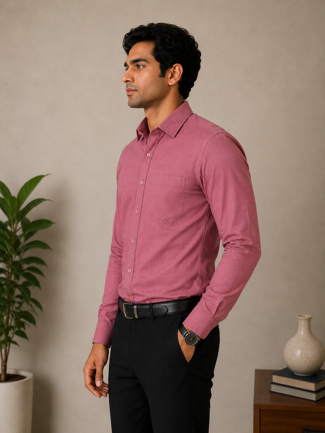 Dusty Pink Full Sleeve Men's Shirt
