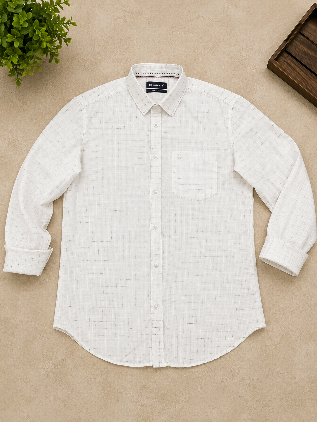 Pure White Textured Full Sleeve Men's Shirt