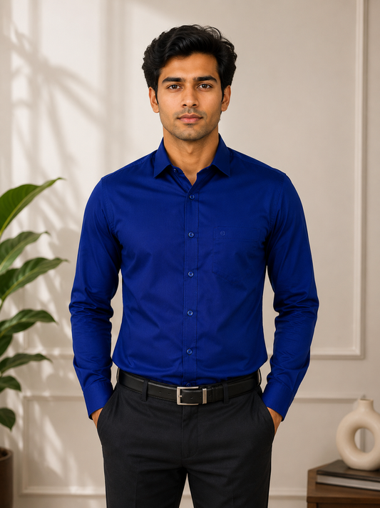 Electric Blue Full Sleeve Men's Shirt