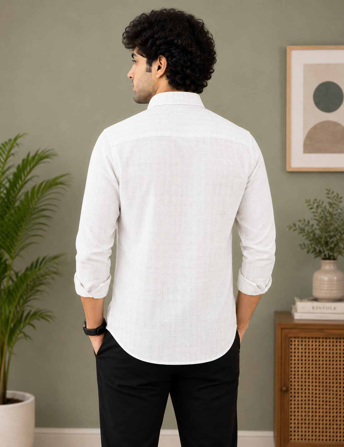 Pure White Textured Full Sleeve Men's Shirt
