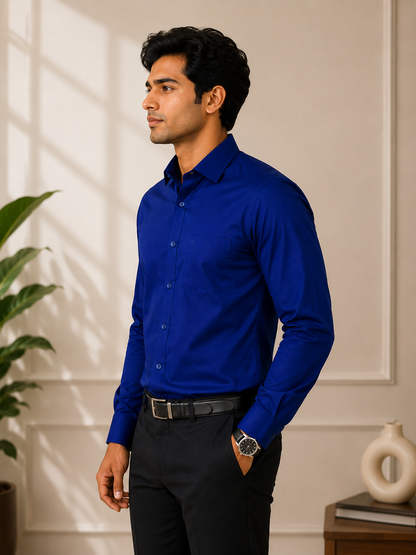 Electric Blue Full Sleeve Men's Shirt