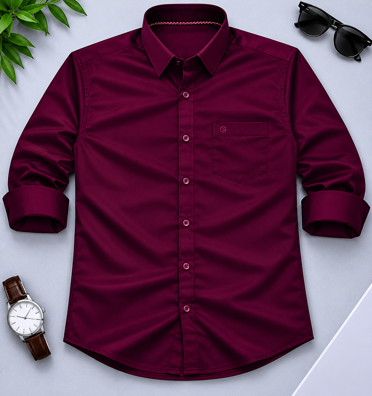 Dark Magenta Full Sleeve Men's Shirt