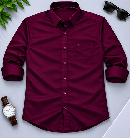 Dark Magenta Full Sleeve Men's Shirt