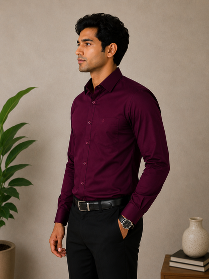 Dark Magenta Full Sleeve Men's Shirt