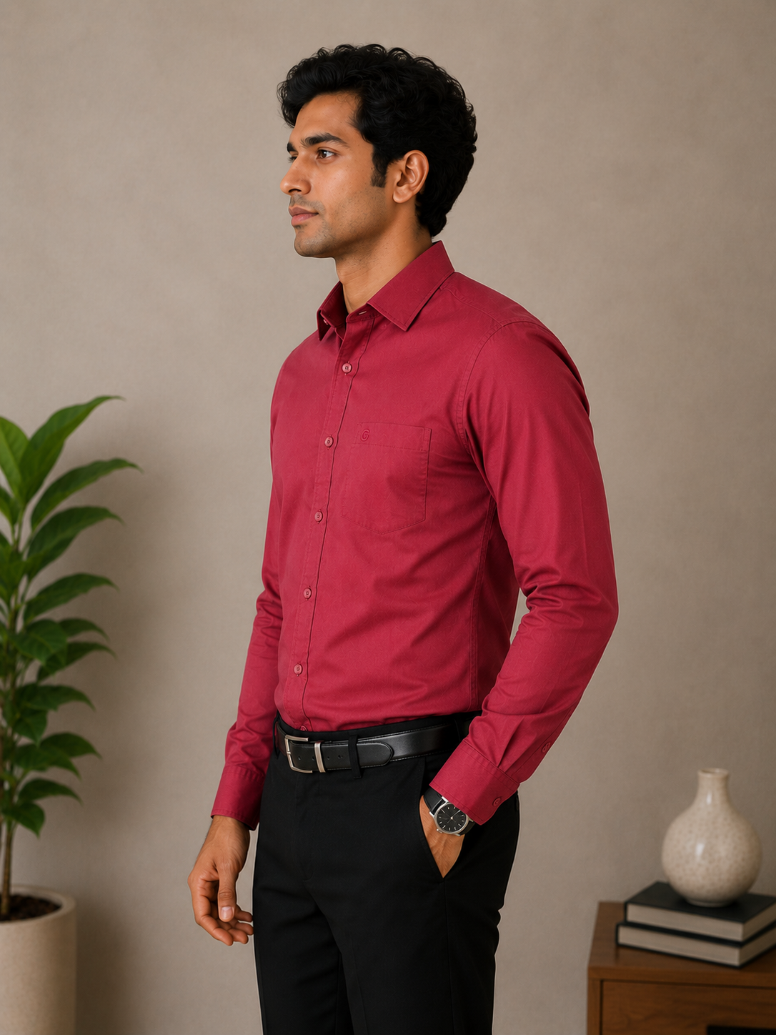 Crimson Rose Full Sleeve Men's Shirt