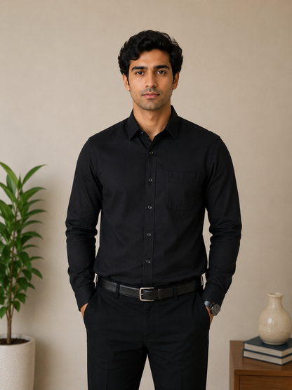 Jet Black Full Sleeve Men's Shirt