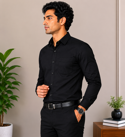 Jet Black Full Sleeve Men's Shirt