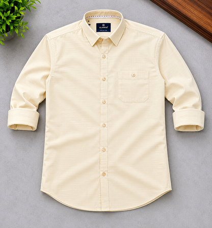 Cream Full Sleeve Men's Shirt