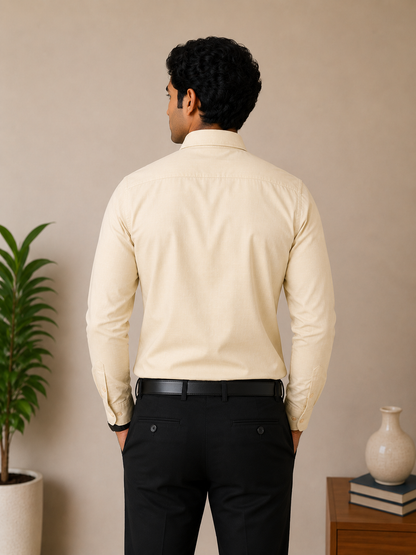 Cream Full Sleeve Men's Shirt