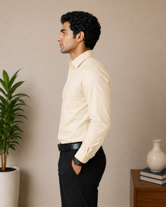 Cream Full Sleeve Men's Shirt