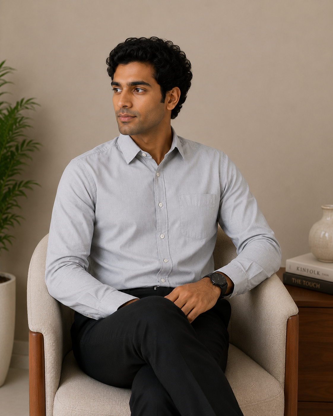 Light Grey Oxford Full Sleeve Men's Shirt