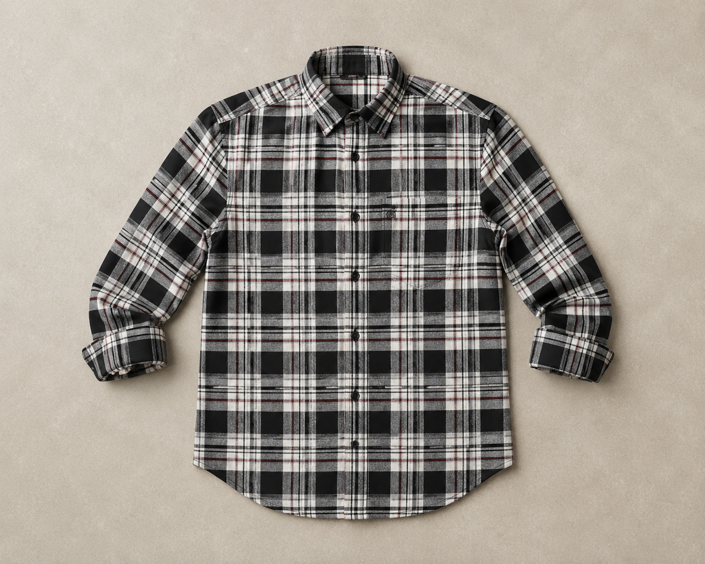 Black & White Plaid Full Sleeve Men's Shirt