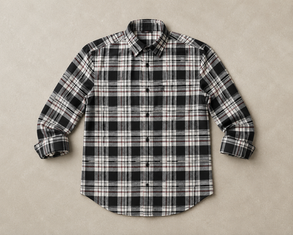 Black & White Plaid Full Sleeve Men's Shirt
