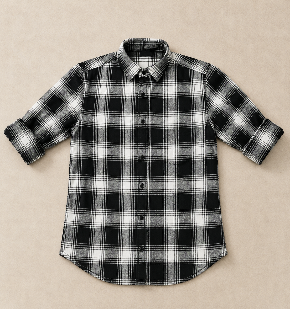 Black & White Bold Check Half Sleeve Men's Shirt