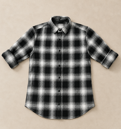 Black & White Bold Check Half Sleeve Men's Shirt