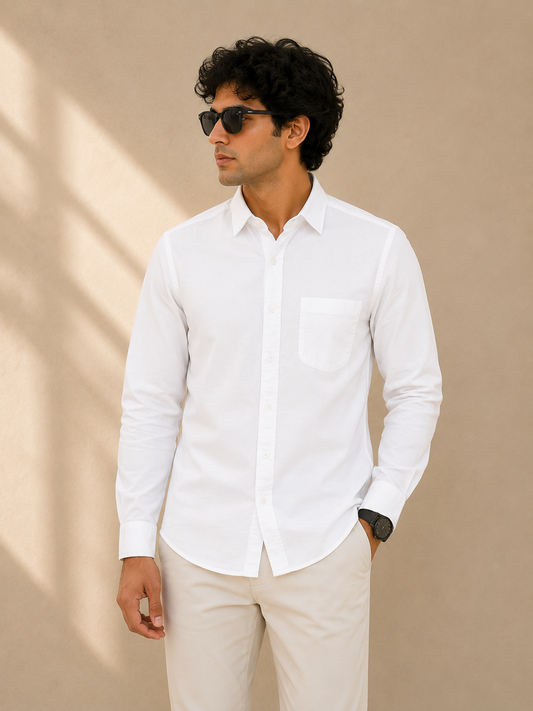 Pure White Full Sleeve Formal Shirt